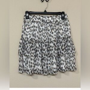 Loft Women’s Multicolor Animal Print Pull On Comfort Tiered Ruffle Mini Skirt XS
